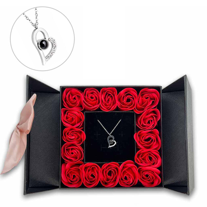 morshiny 16 soap roses jewelry box with necklaceq803z