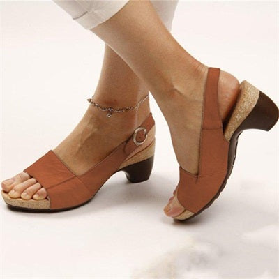 womens elegant low chunky heel comfy sandals dtfso