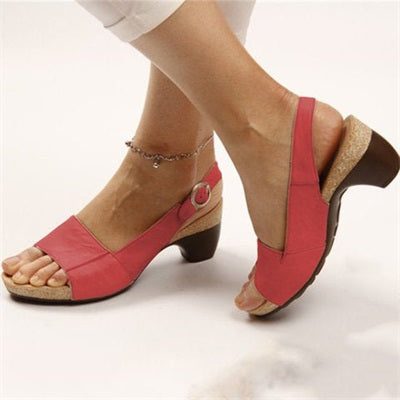womens elegant low chunky heel comfy sandals fdtmf