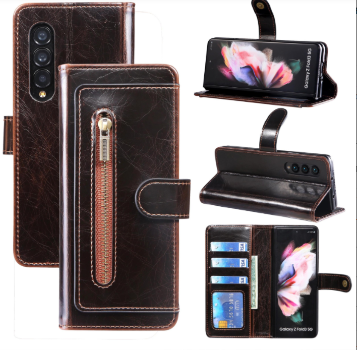 2022 new foldable mobile phone leather z fold3 case coverolkpc