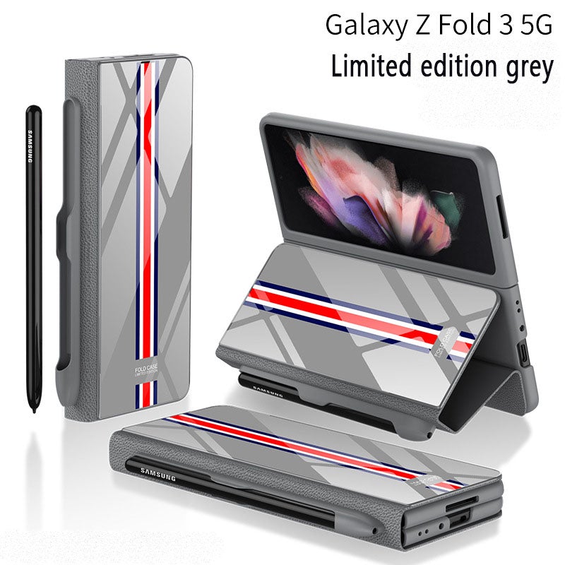 2022 new highend side pen slot carbon fiber embossed glass phone allinclusive z fold3 casee4hte