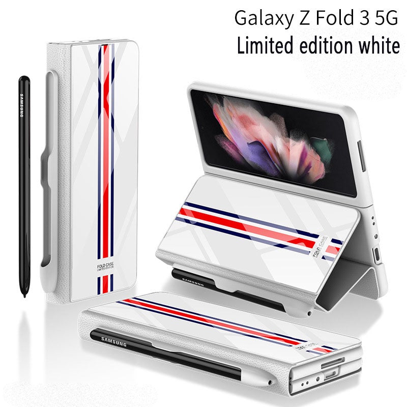 2022 new highend side pen slot carbon fiber embossed glass phone allinclusive z fold3 casembunu