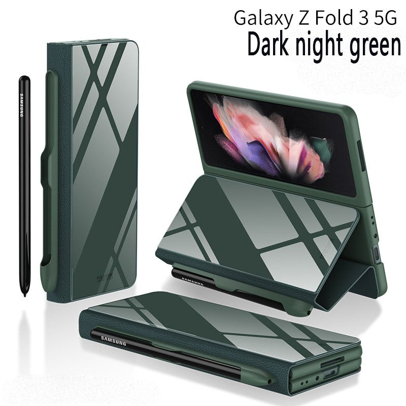 2022 new highend side pen slot carbon fiber embossed glass phone allinclusive z fold3 casepy5na