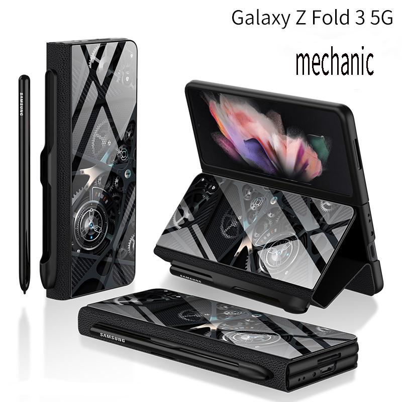 2022 new highend side pen slot carbon fiber embossed glass phone allinclusive z fold3 casezeyha