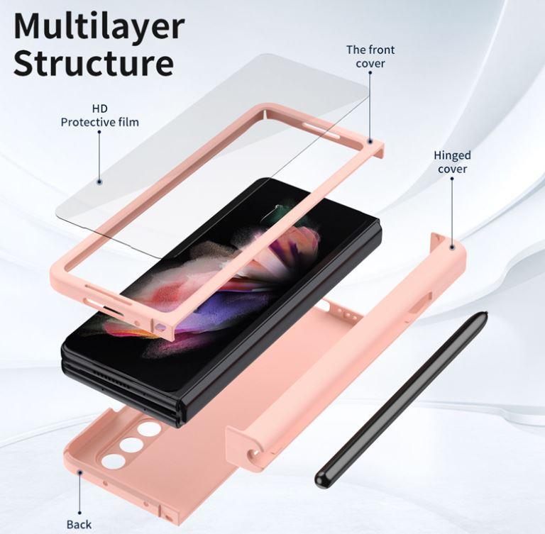 2022 new style with pen slot and tempered glass protective z fold 3 phone casedubmz