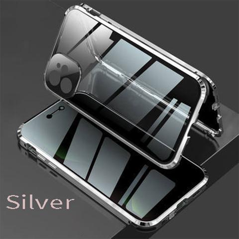 iphone metal frame double sided protective glass magnetic caseeitof