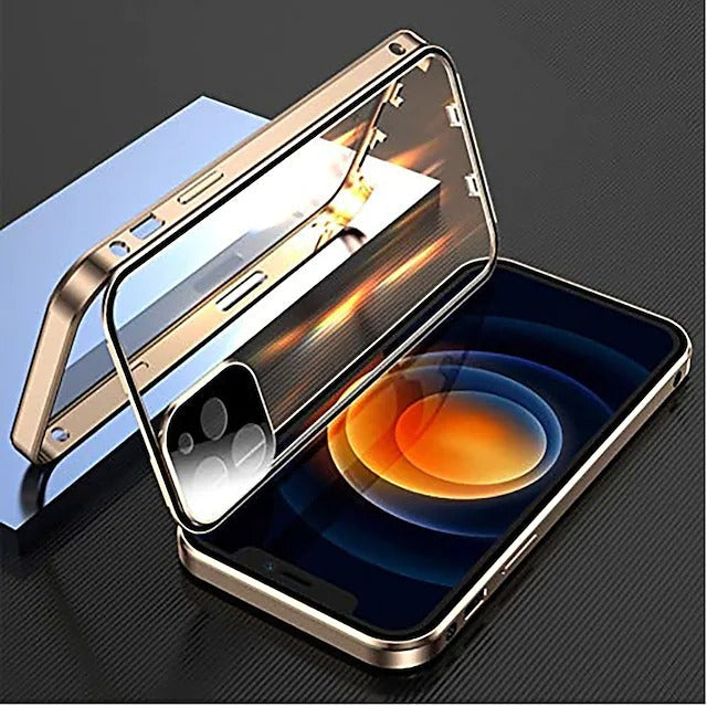 iphone metal frame double sided protective glass magnetic casegrieq