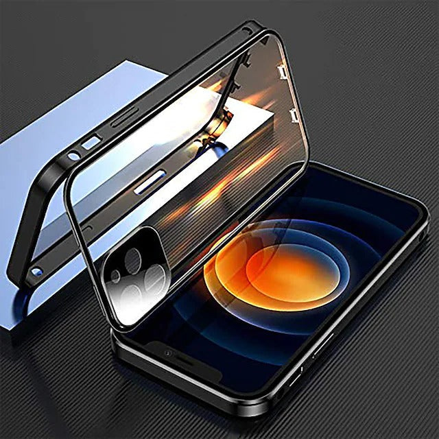 iphone metal frame double sided protective glass magnetic casenpfd5
