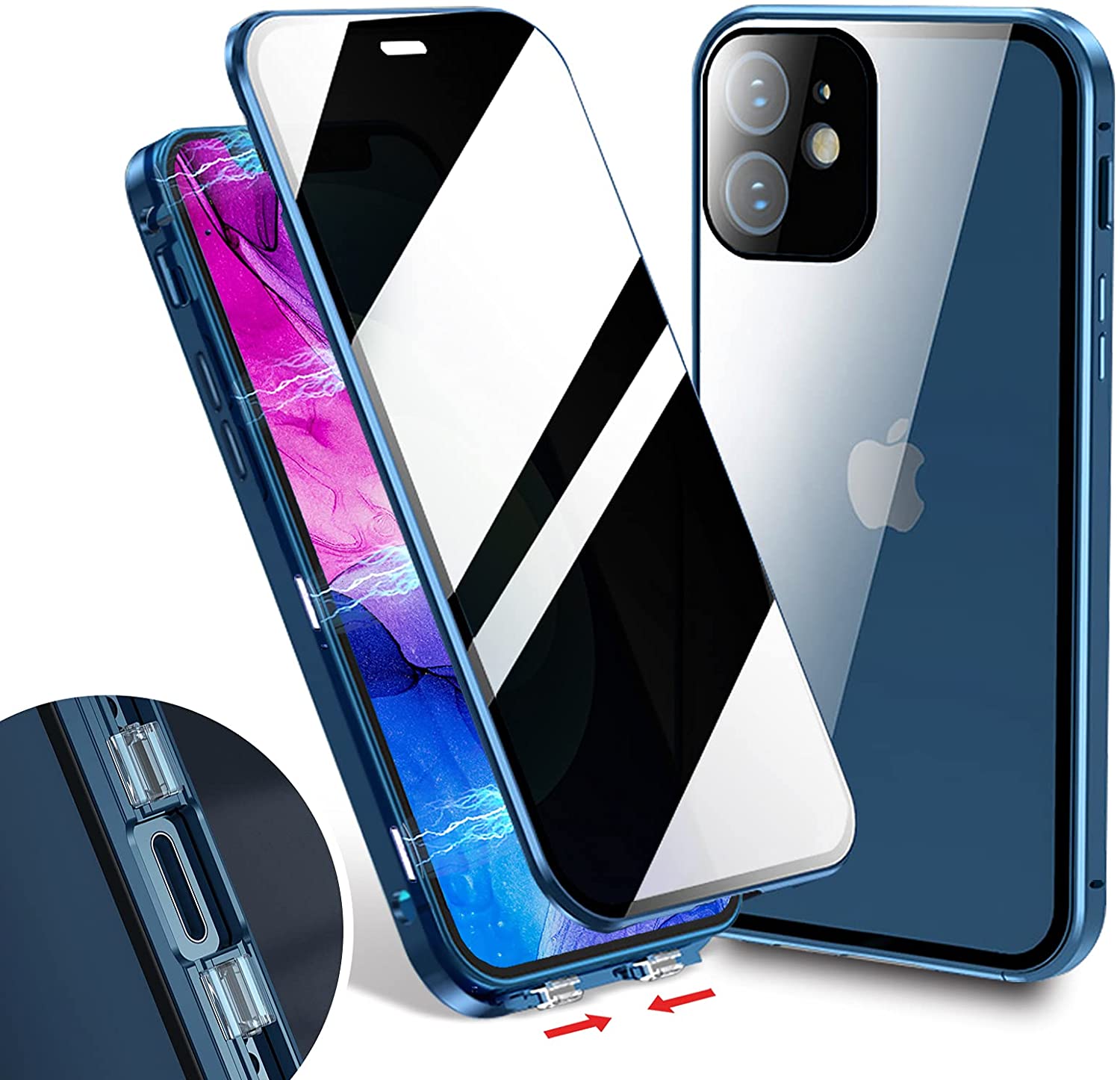 iphone metal frame double sided protective glass magnetic caserynoj