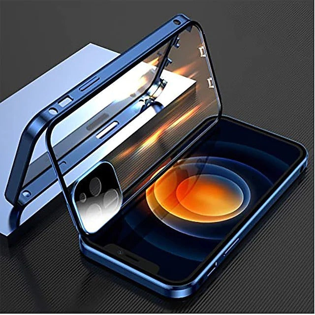 iphone metal frame double sided protective glass magnetic