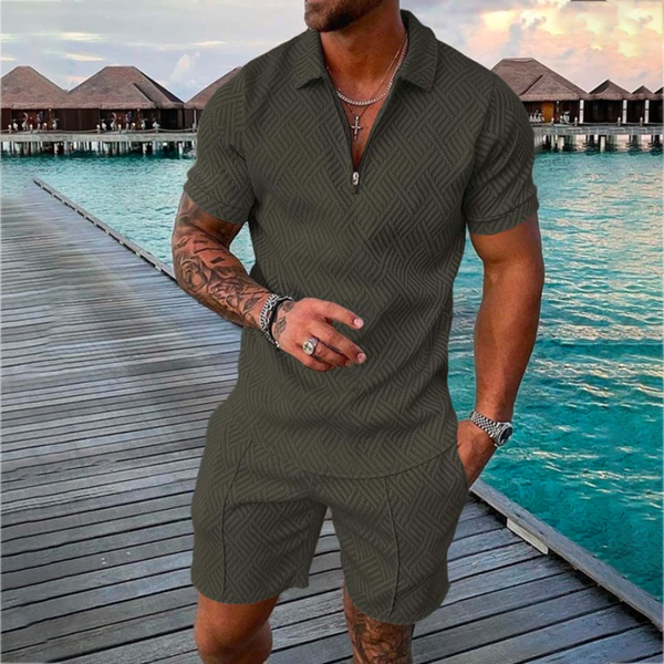 mens seaside leisure green printing polo suith2tfm