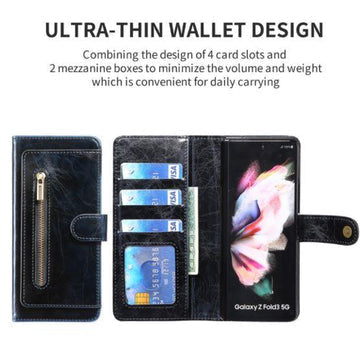 newsuitable for samsung z fold3 folding screen phone flip highend leather case with pen slot mobile phone caseknvec