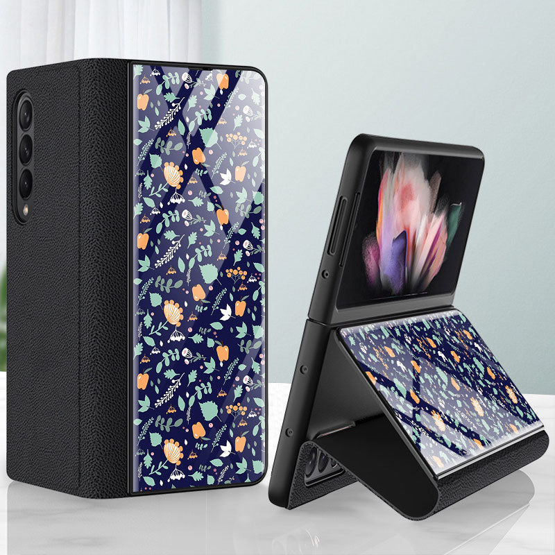 premium floral pattern business samsung z fold3 phone