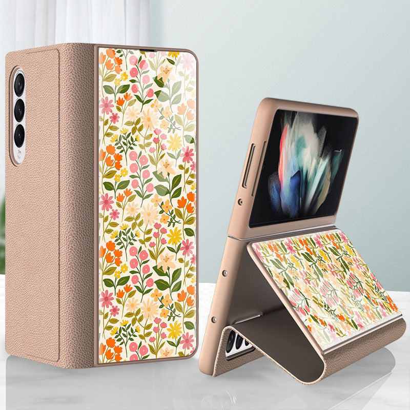 premium floral pattern business samsung z fold3 phone caseieing