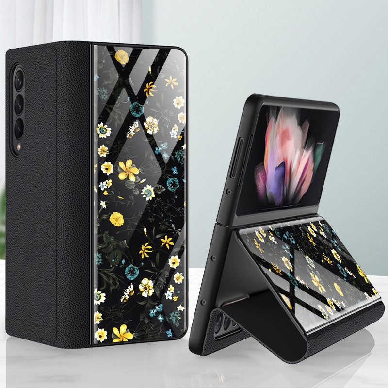 premium floral pattern business samsung z fold3 phone caseyg5cu