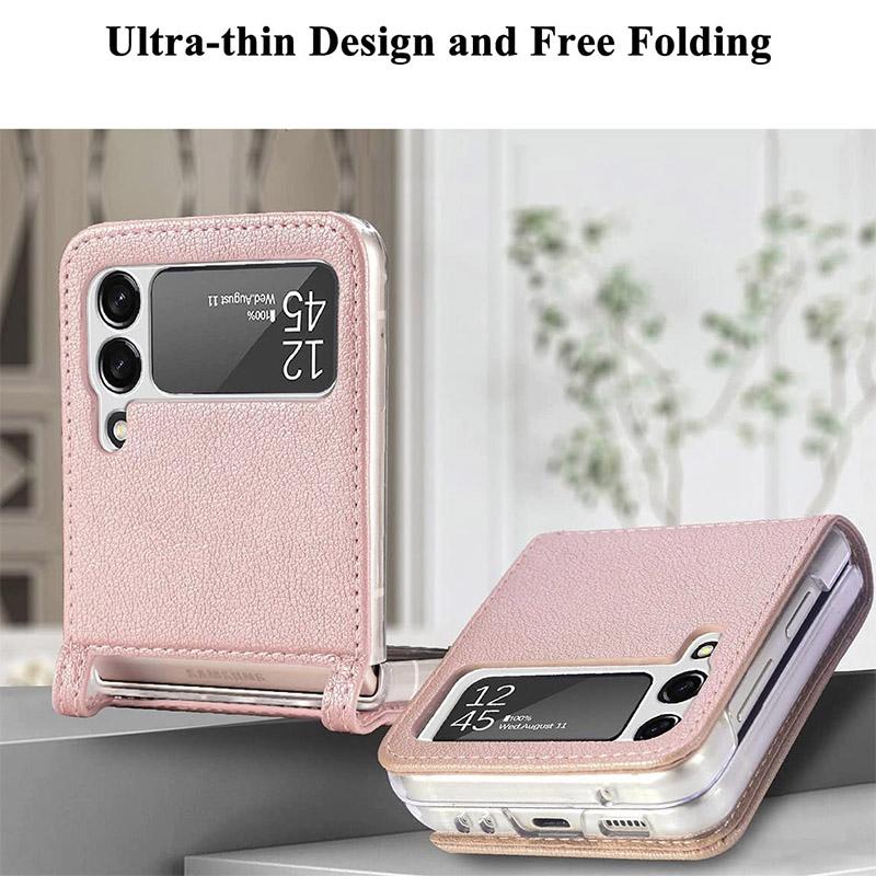 suitable for samsung galaxy zflip3 folding pu leather mobile phone holsterhkrgn