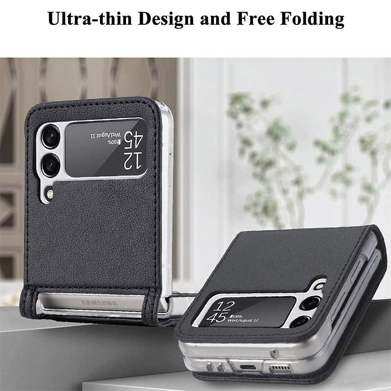 suitable for samsung galaxy zflip3 folding pu leather mobile phone holsteroa8kl