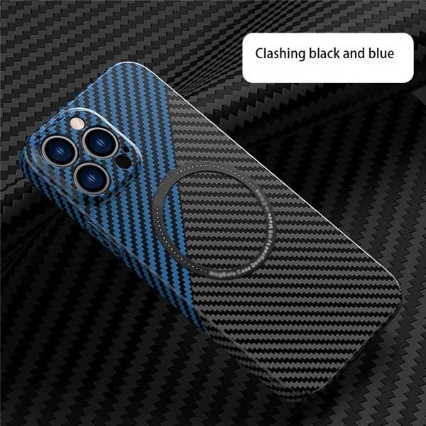 carbon fiber texture magnetic wireless charging iphone caseah0nr